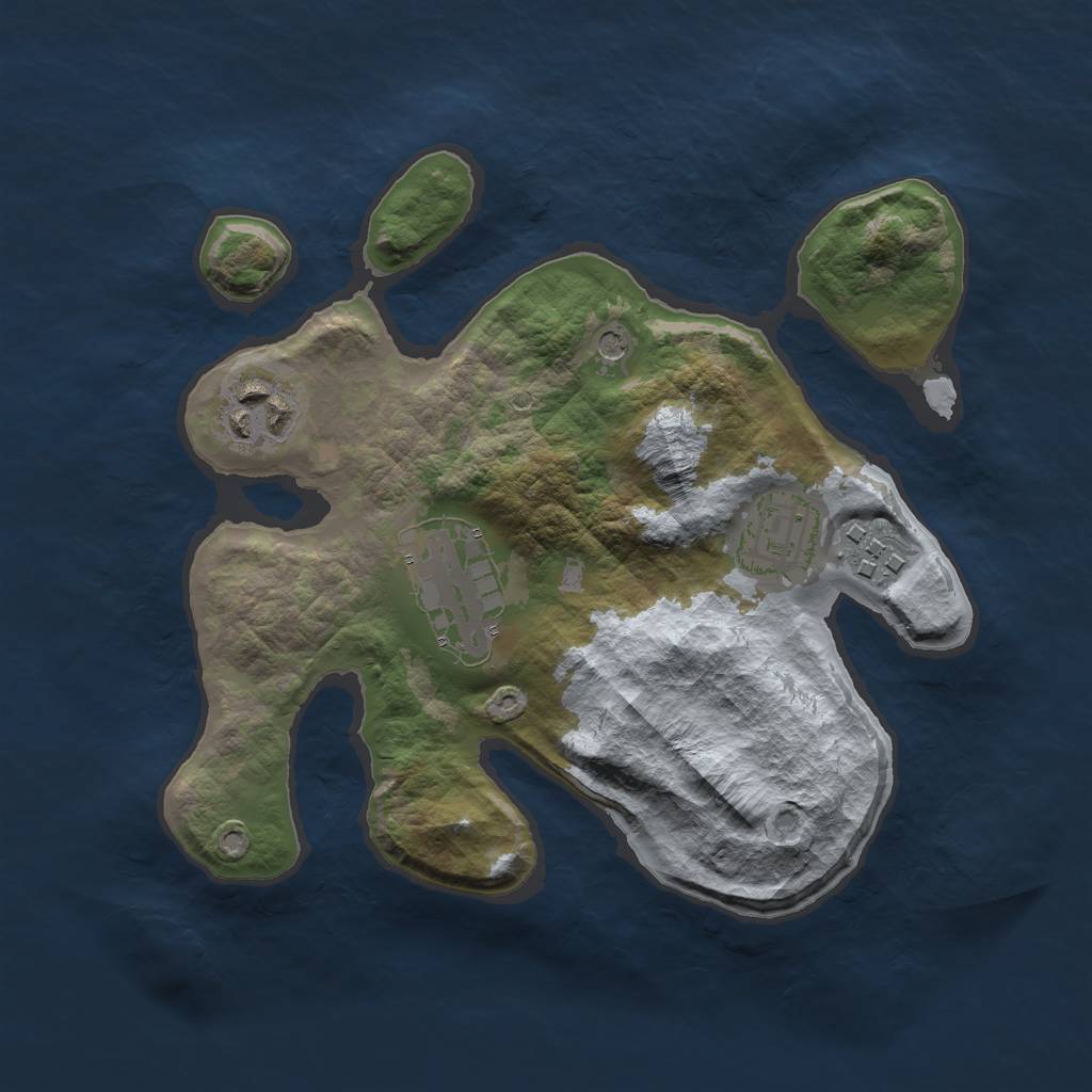 Rust Map: Barren, Size: 2500, Seed: 17213231, 7 Monuments