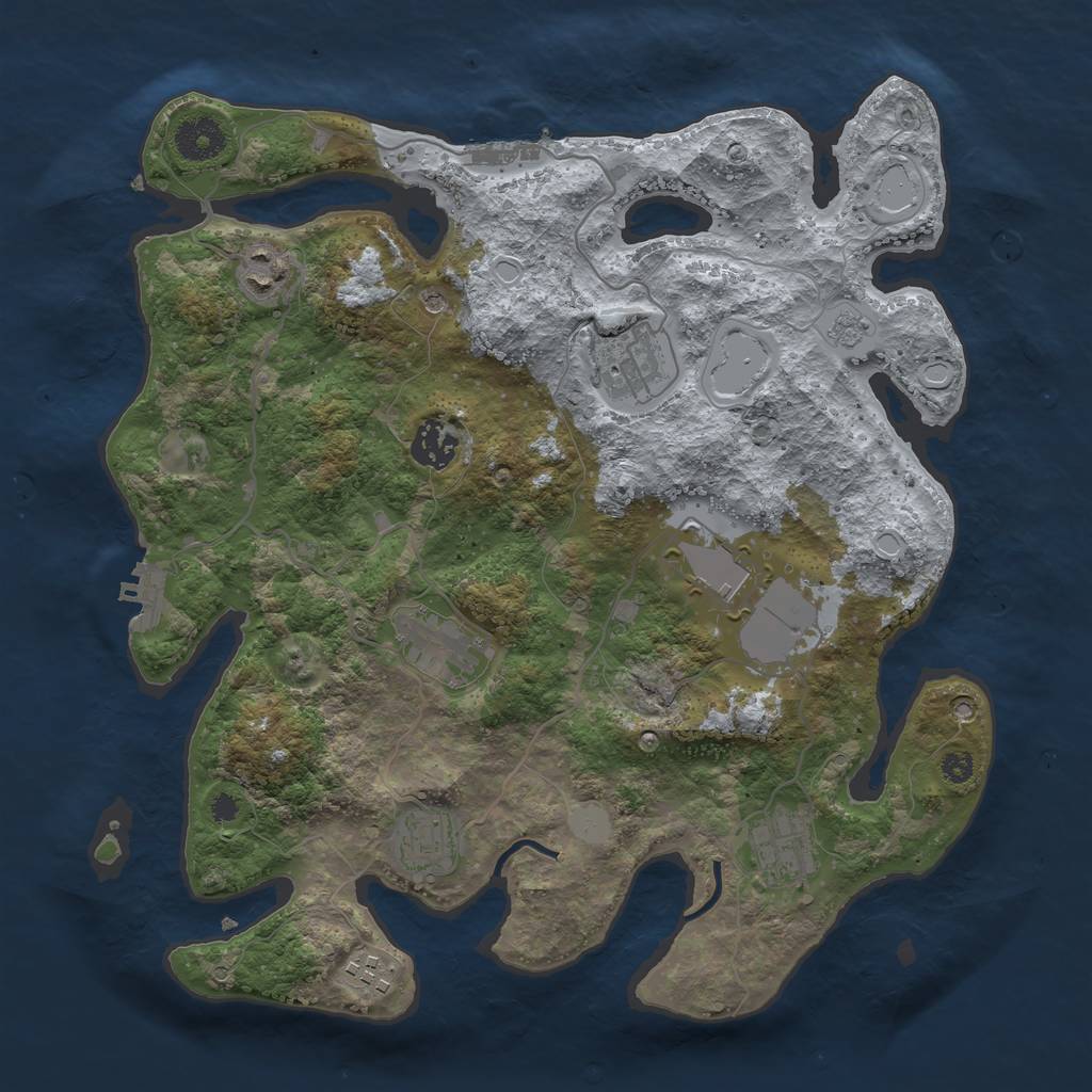Rust Map: Procedural Map, Size: 3500, Seed: 14620, 17 Monuments