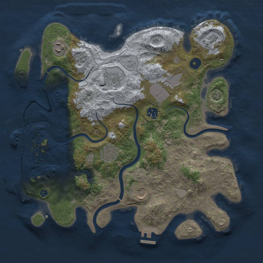 Rust Map: Procedural Map, Size: 3500, Seed: 25865719, 14 Monuments
