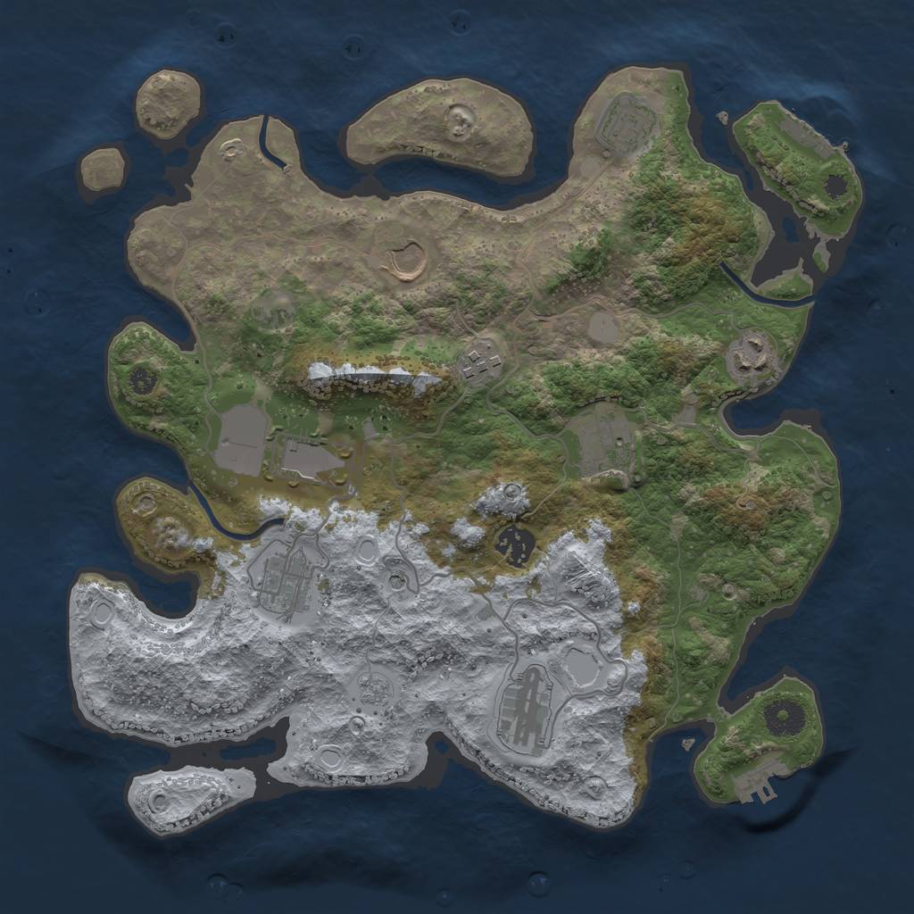 Rust Map: Procedural Map, Size: 3500, Seed: 37967199, 16 Monuments
