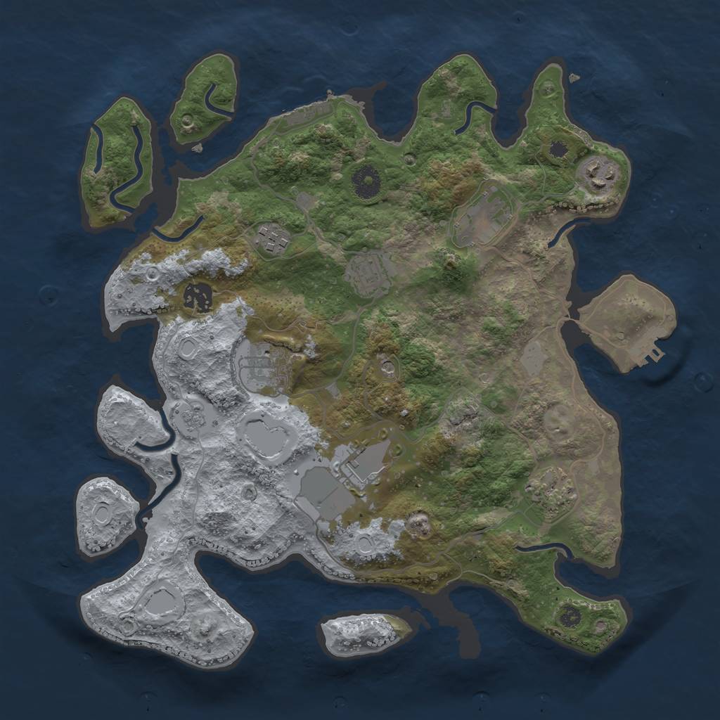 Rust Map: Procedural Map, Size: 3500, Seed: 88456533, 17 Monuments