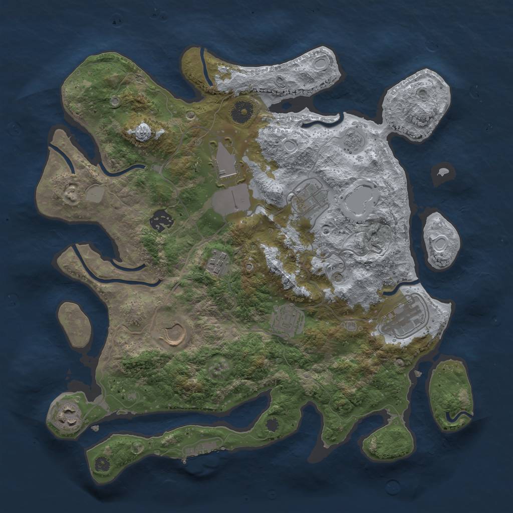 Rust Map: Procedural Map, Size: 3500, Seed: 2461, 16 Monuments