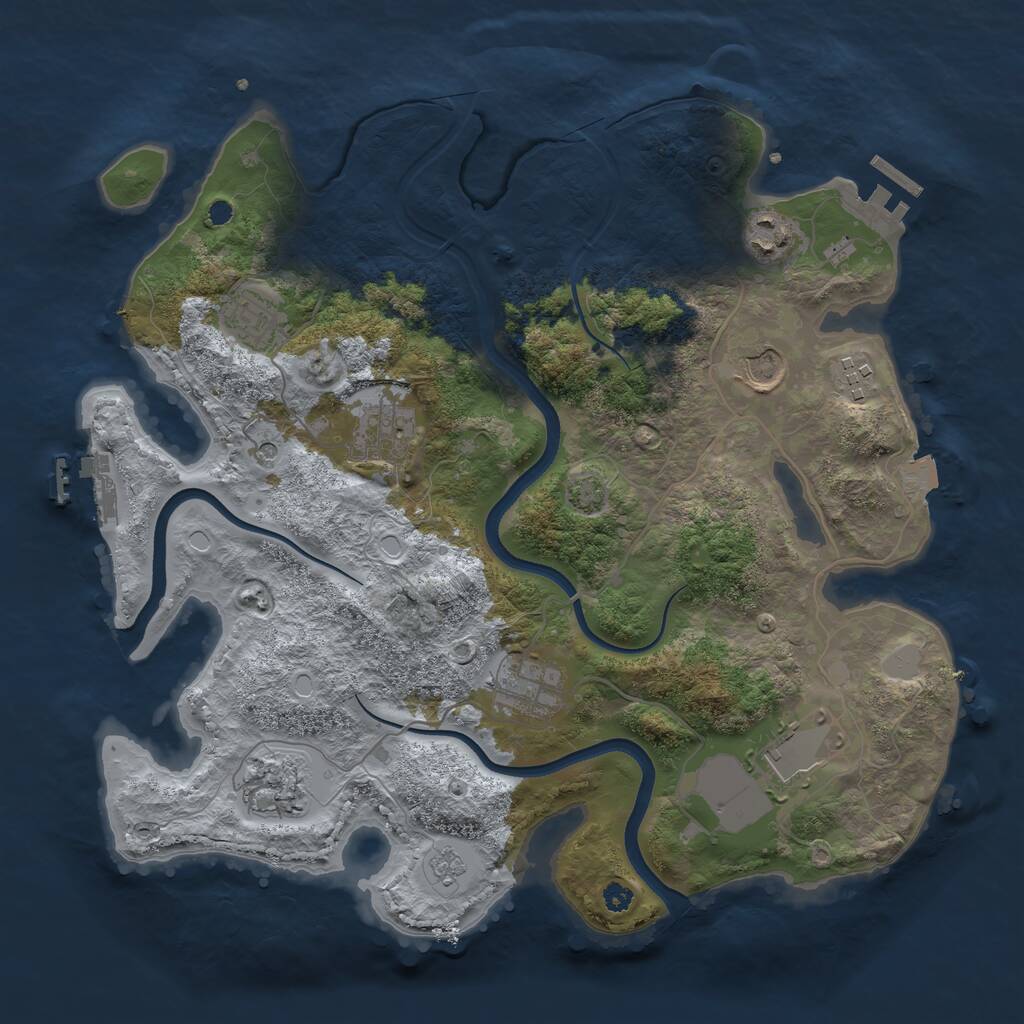 Rust Map: Procedural Map, Size: 3500, Seed: 33934331, 14 Monuments