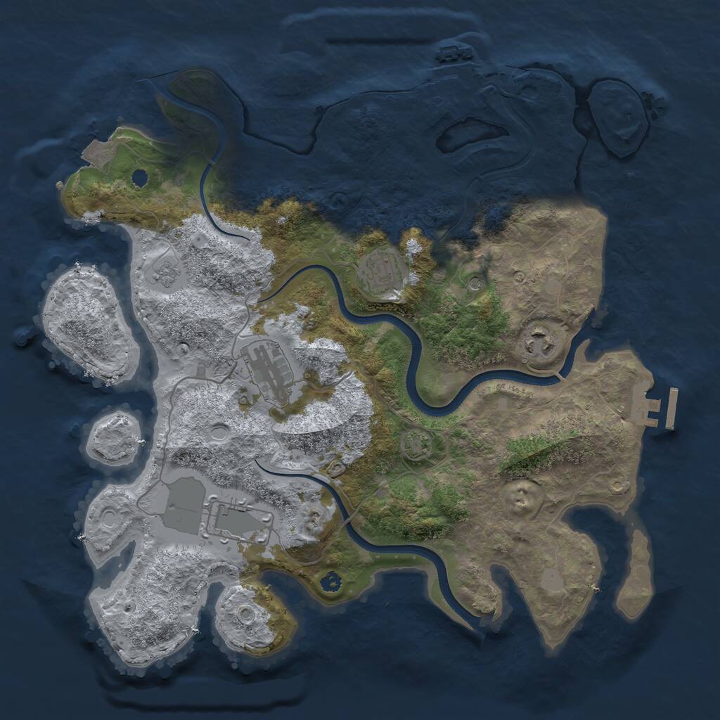 Rust Map: Procedural Map, Size: 3500, Seed: 38920851, 10 Monuments