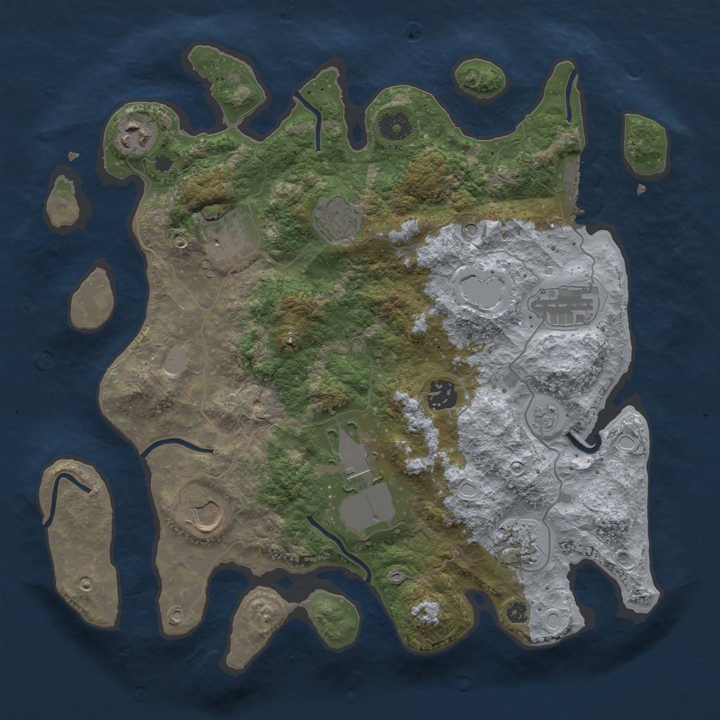 Rust Map: Procedural Map, Size: 3500, Seed: 593644080, 16 Monuments