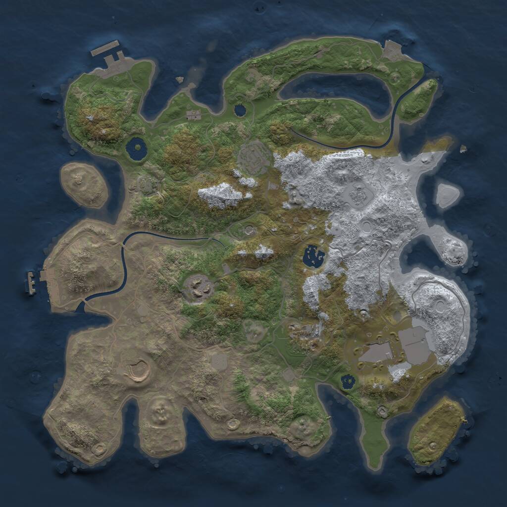 Rust Map: Procedural Map, Size: 3500, Seed: 59323483, 12 Monuments