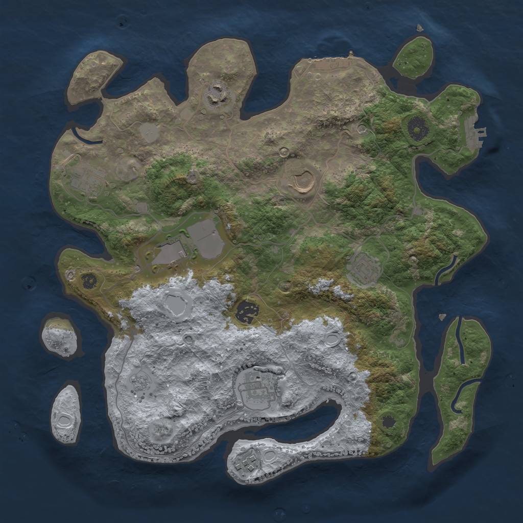 Rust Map: Procedural Map, Size: 3500, Seed: 945107710, 17 Monuments
