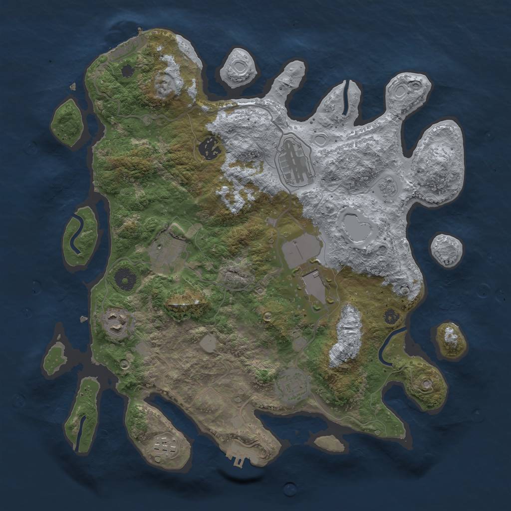 Rust Map: Procedural Map, Size: 3500, Seed: 1026826, 15 Monuments