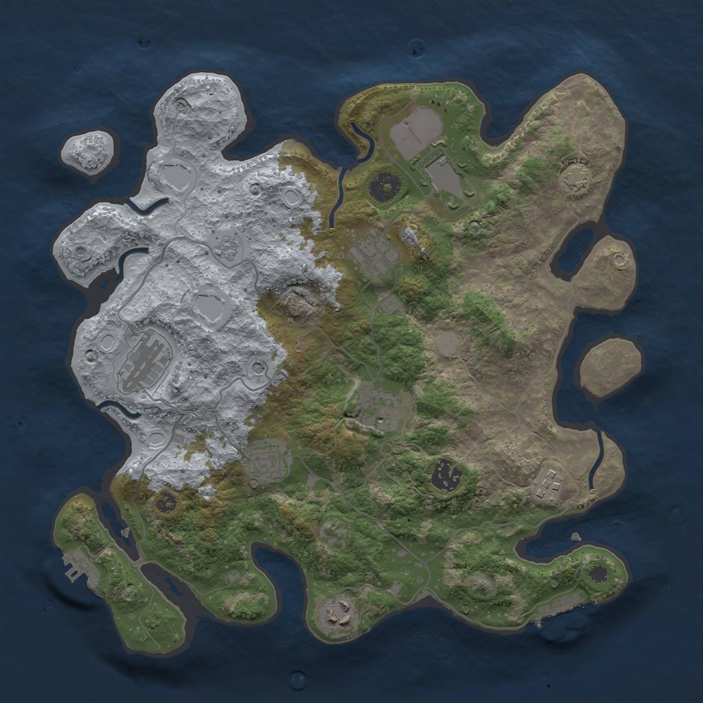 Rust Map: Procedural Map, Size: 3500, Seed: 455146133, 16 Monuments