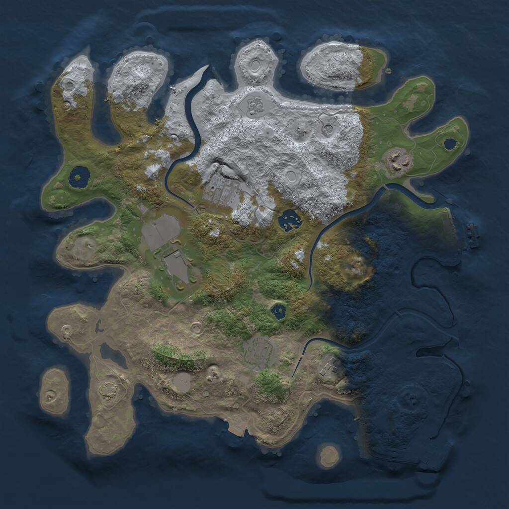 Rust Map: Procedural Map, Size: 3500, Seed: 24127747, 12 Monuments