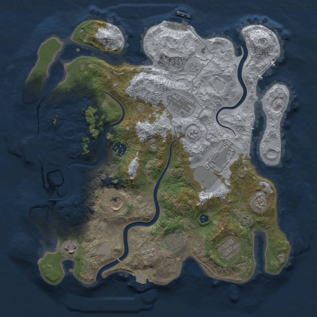 Rust Map: Procedural Map, Size: 3500, Seed: 70693945, 14 Monuments