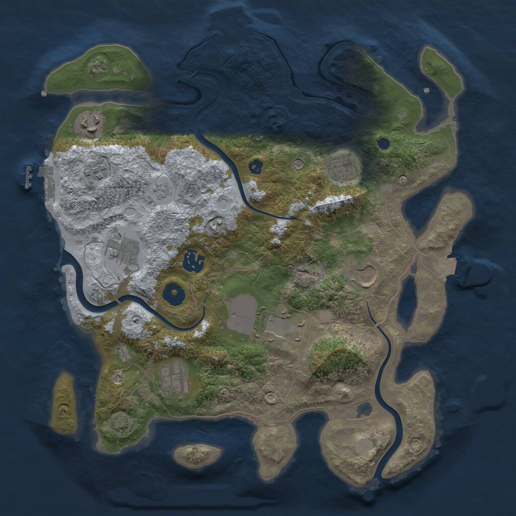 Rust Map: Procedural Map, Size: 3500, Seed: 93928637, 14 Monuments