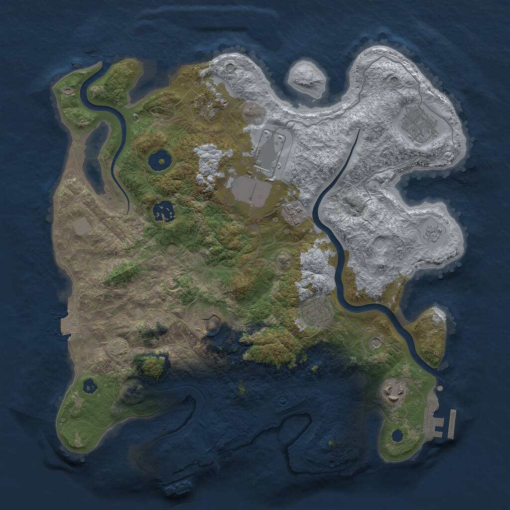 Rust Map: Procedural Map, Size: 3500, Seed: 19236127, 14 Monuments