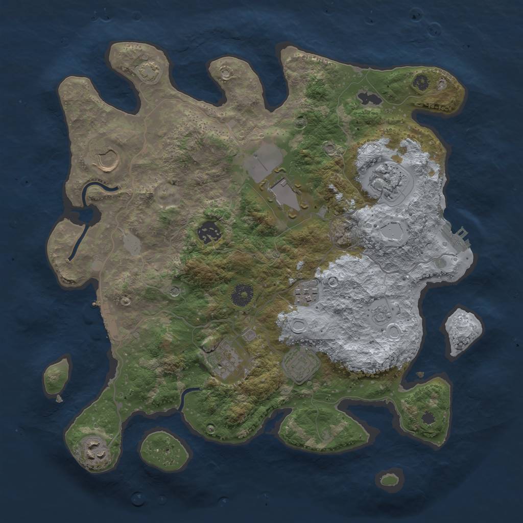 Rust Map: Procedural Map, Size: 3500, Seed: 41057391, 16 Monuments