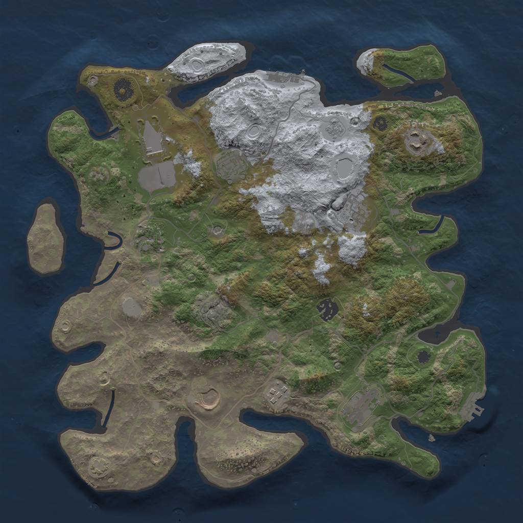 Rust Map: Procedural Map, Size: 3700, Seed: 1973418978, 16 Monuments