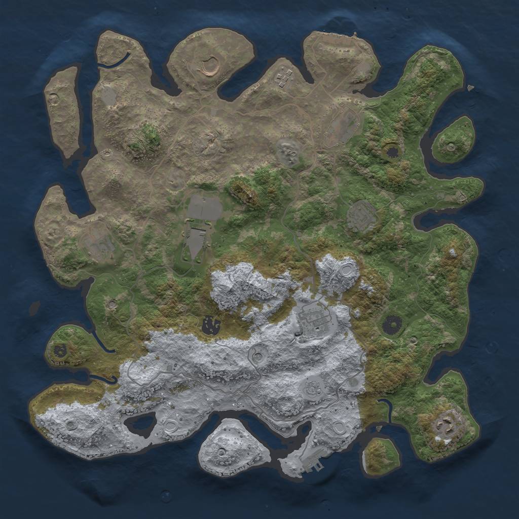 Rust Map: Procedural Map, Size: 4000, Seed: 1035932224, 18 Monuments