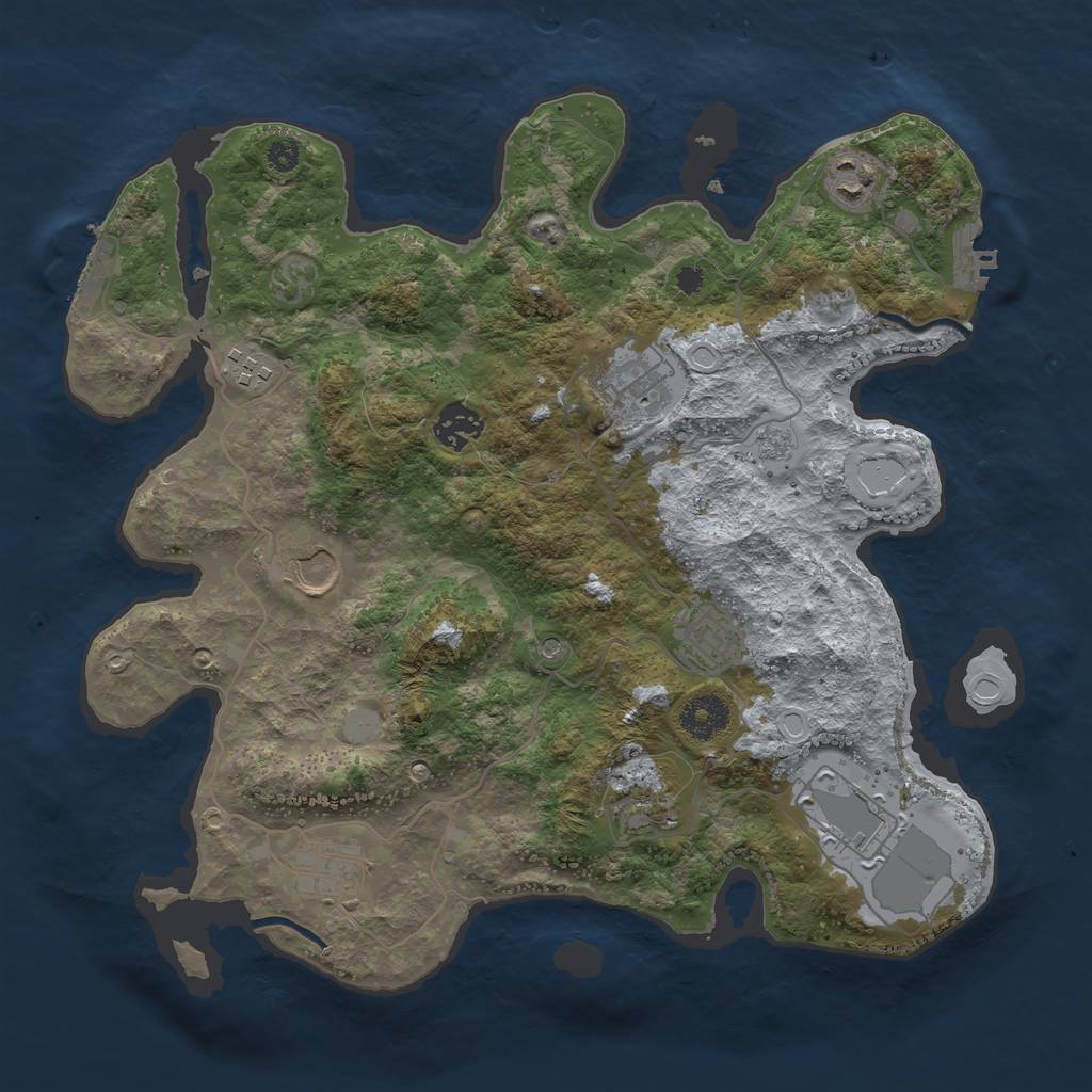 Rust Map: Procedural Map, Size: 3500, Seed: 445769461, 16 Monuments