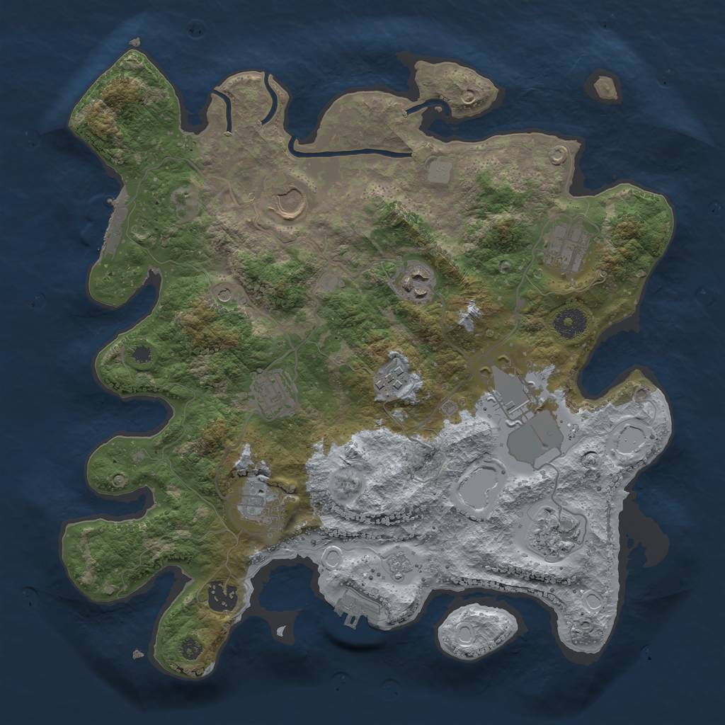 Rust Map: Procedural Map, Size: 3500, Seed: 39030877, 18 Monuments