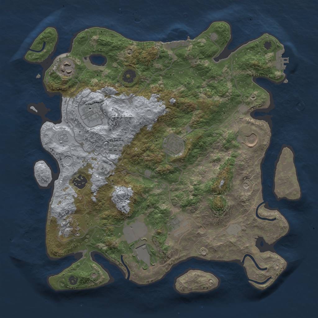 Rust Map: Procedural Map, Size: 3500, Seed: 77923490, 18 Monuments