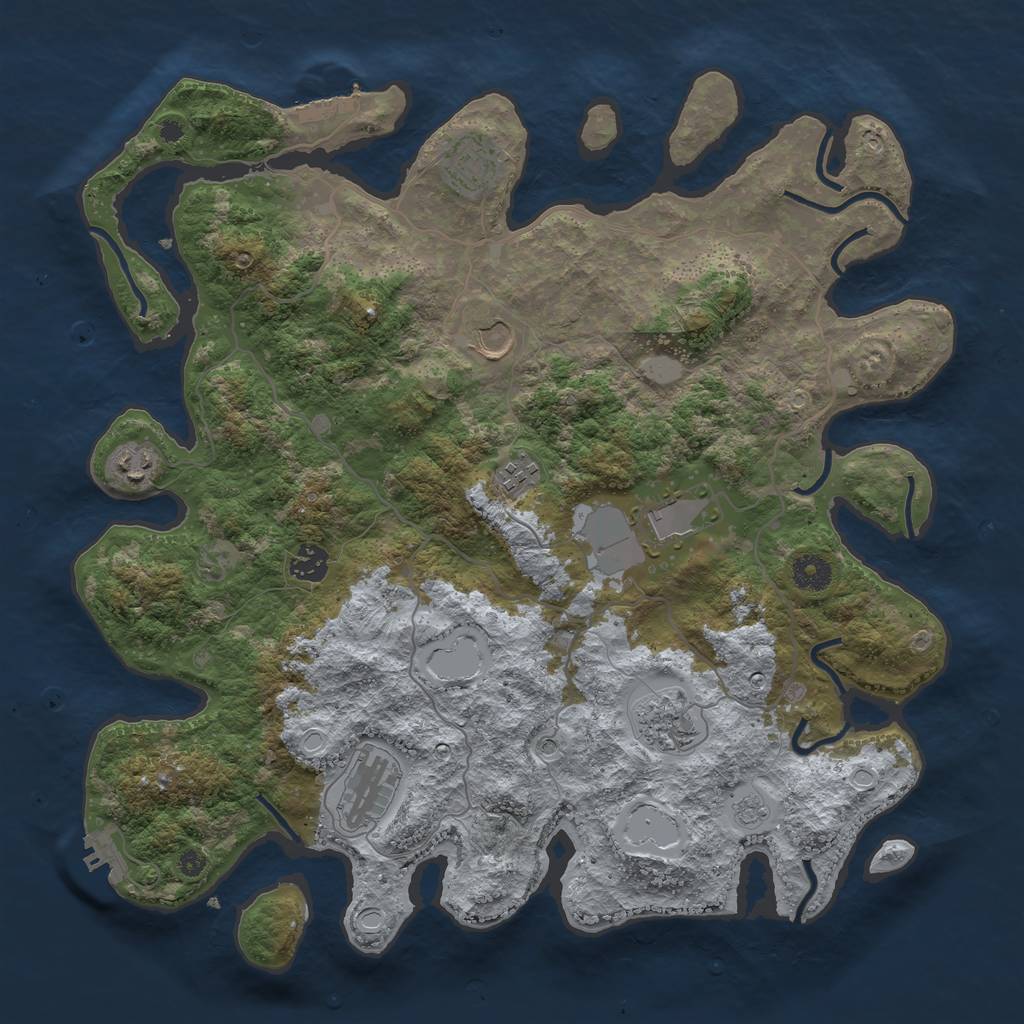 Rust Map: Procedural Map, Size: 4000, Seed: 1399620231, 17 Monuments