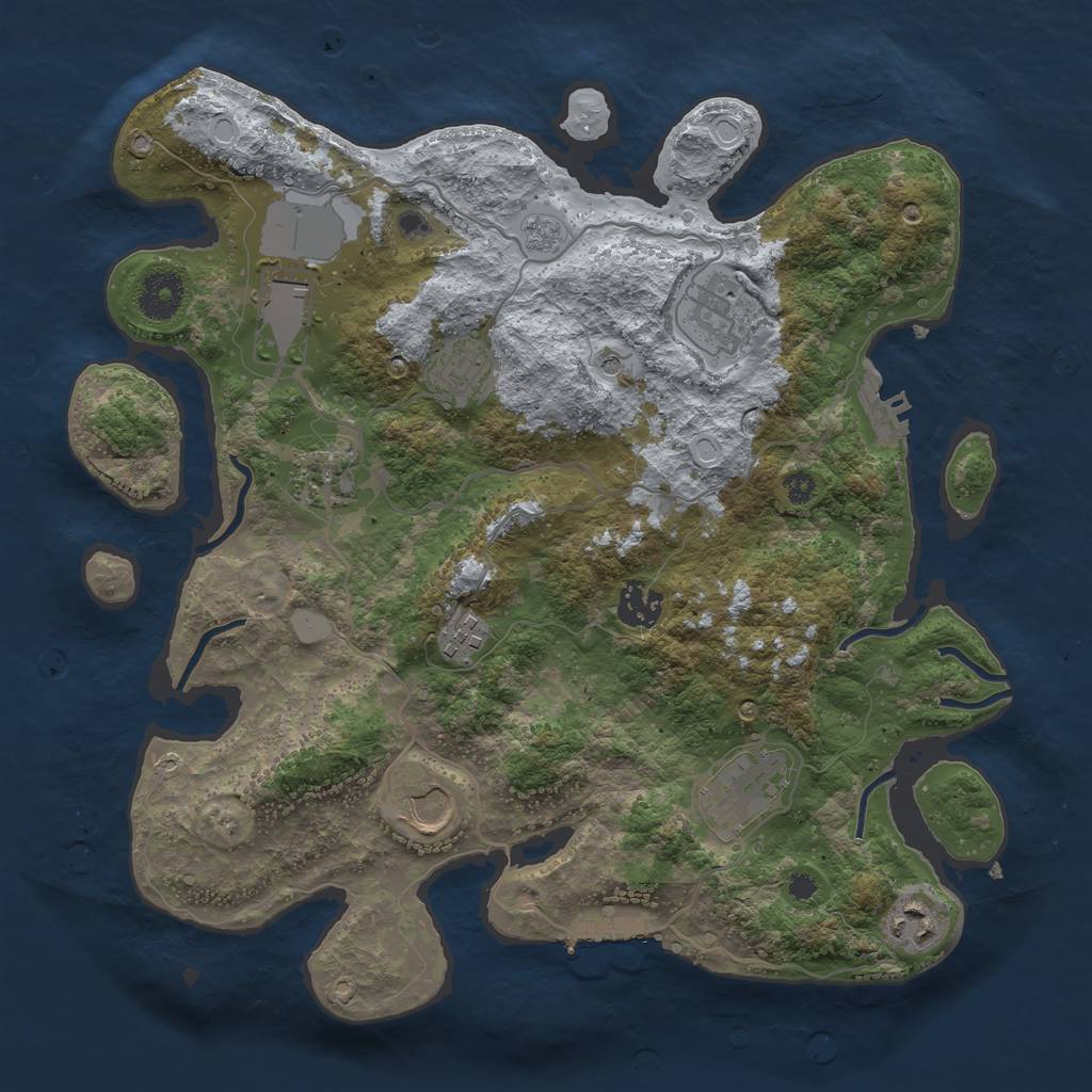 Rust Map: Procedural Map, Size: 3500, Seed: 63514330, 18 Monuments