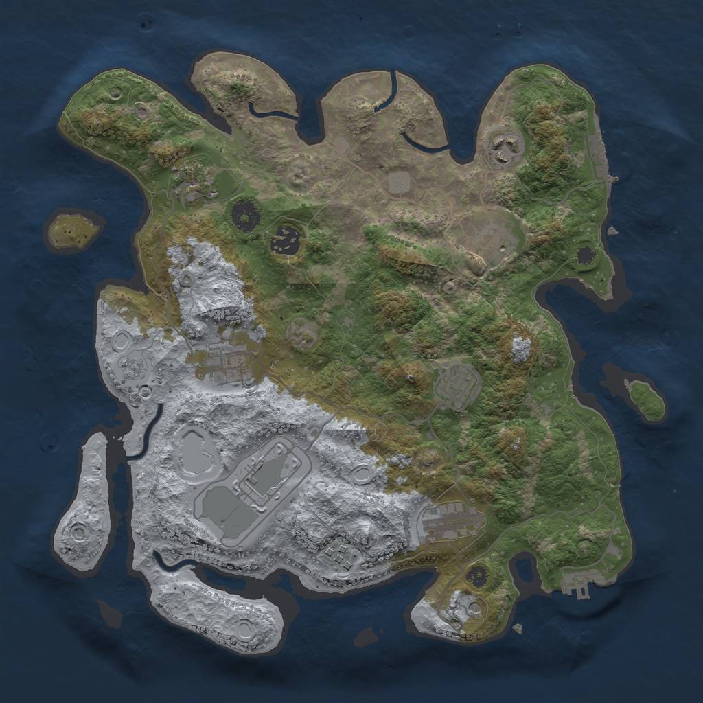 Rust Map: Procedural Map, Size: 3500, Seed: 91472689, 16 Monuments