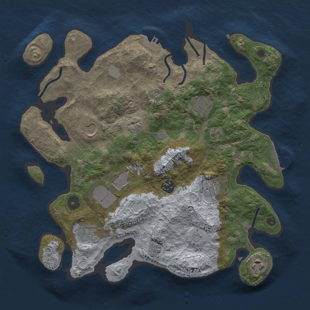 Rust Map: Procedural Map, Size: 3500, Seed: 49793053, 17 Monuments