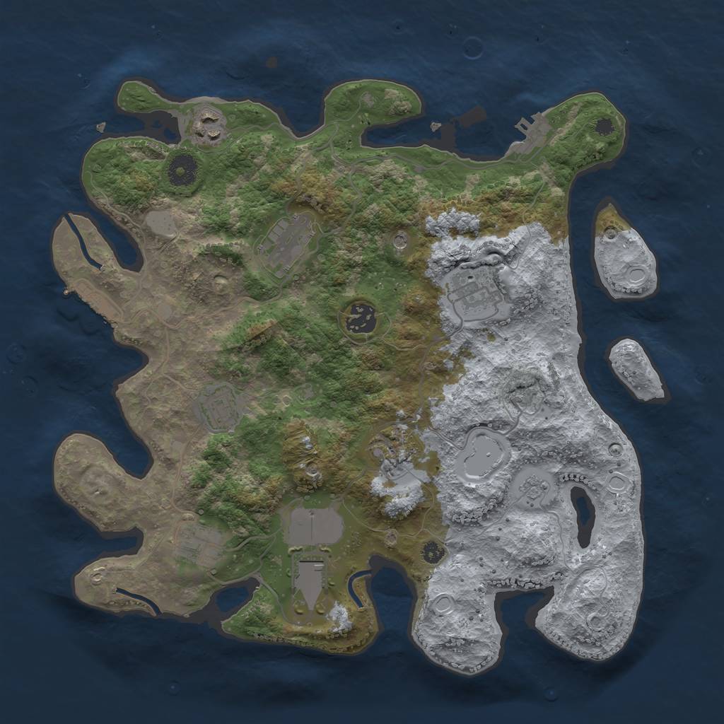 Rust Map: Procedural Map, Size: 3500, Seed: 56914901, 17 Monuments