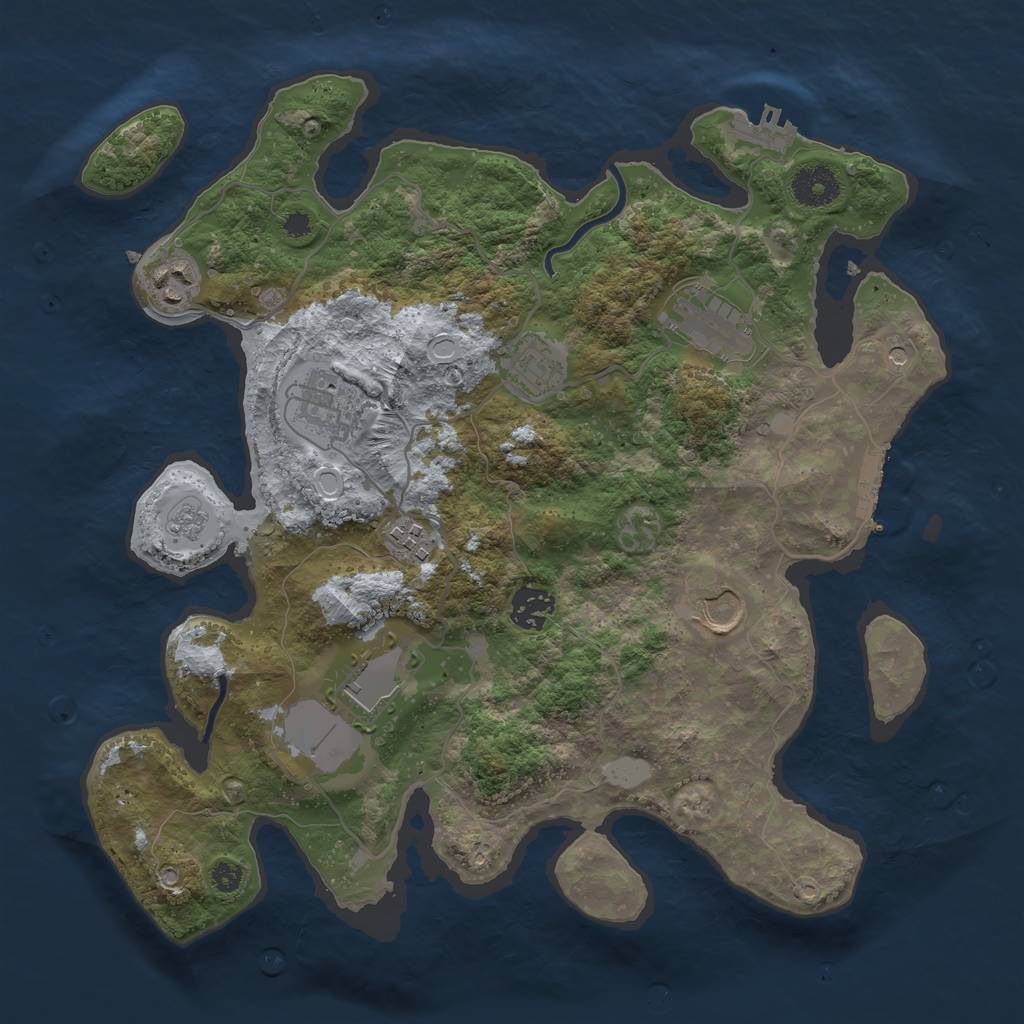 Rust Map: Procedural Map, Size: 3500, Seed: 1101565446, 17 Monuments