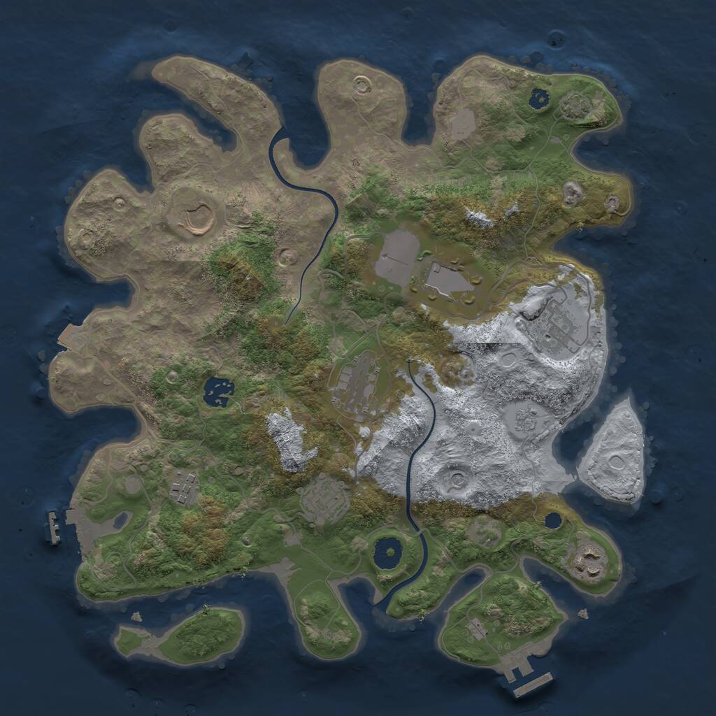 Rust Map: Procedural Map, Size: 3500, Seed: 456982, 14 Monuments