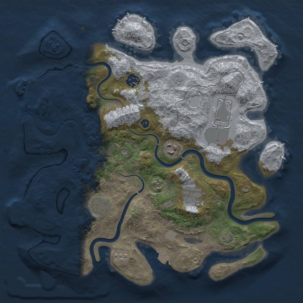 Rust Map: Procedural Map, Size: 3500, Seed: 25131509, 12 Monuments