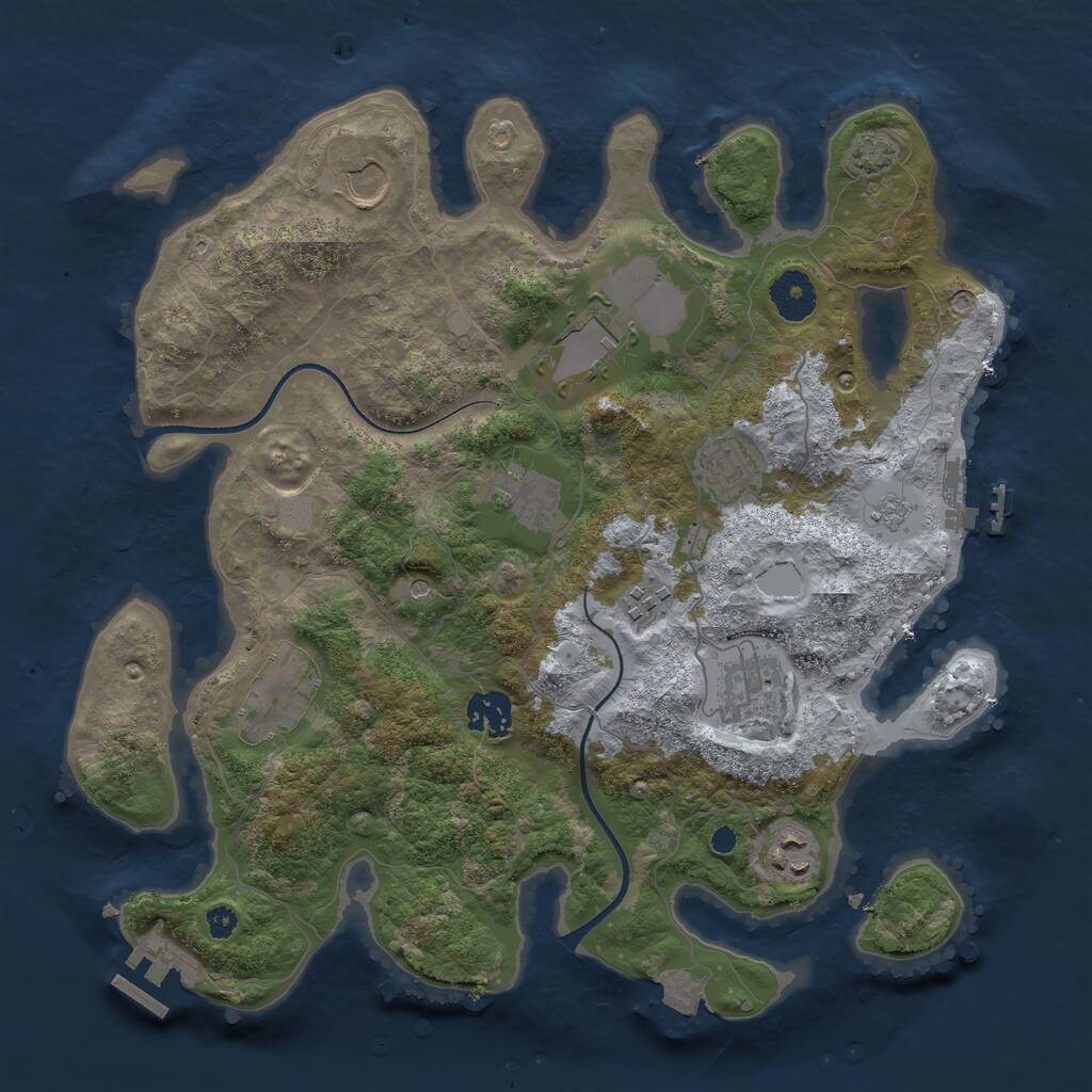 Rust Map: Procedural Map, Size: 3500, Seed: 38302532, 15 Monuments