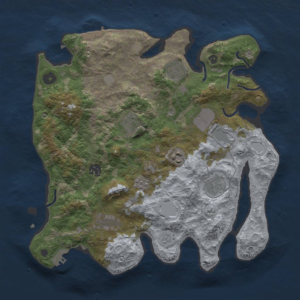 Rust Map: Procedural Map, Size: 3500, Seed: 1014010588, 17 Monuments