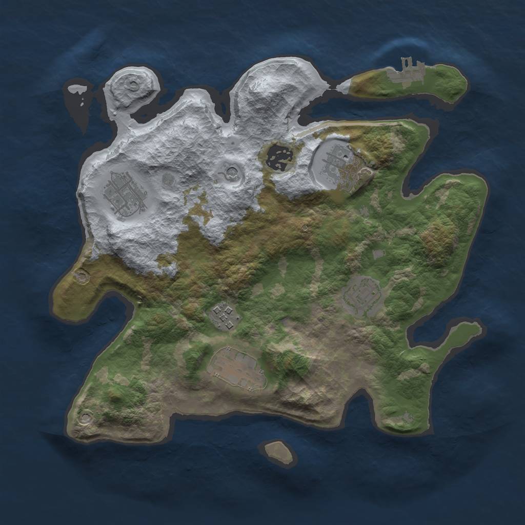 Rust Map: Barren, Size: 3000, Seed: 62933255, 10 Monuments