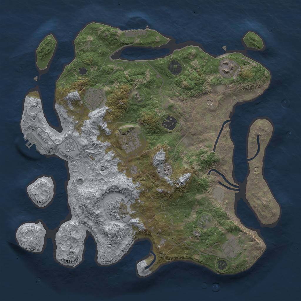 Rust Map: Procedural Map, Size: 3250, Seed: 1612831801, 14 Monuments