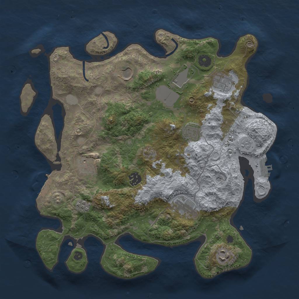 Rust Map: Procedural Map, Size: 3500, Seed: 44957782, 16 Monuments