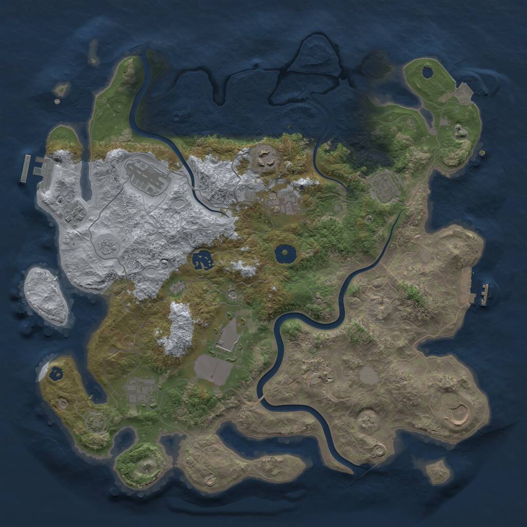 Rust Map: Procedural Map, Size: 3800, Seed: 1234567, 16 Monuments