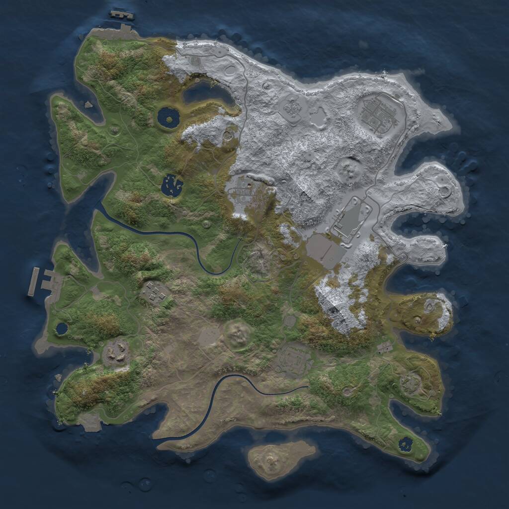 Rust Map: Procedural Map, Size: 3500, Seed: 235919601, 13 Monuments