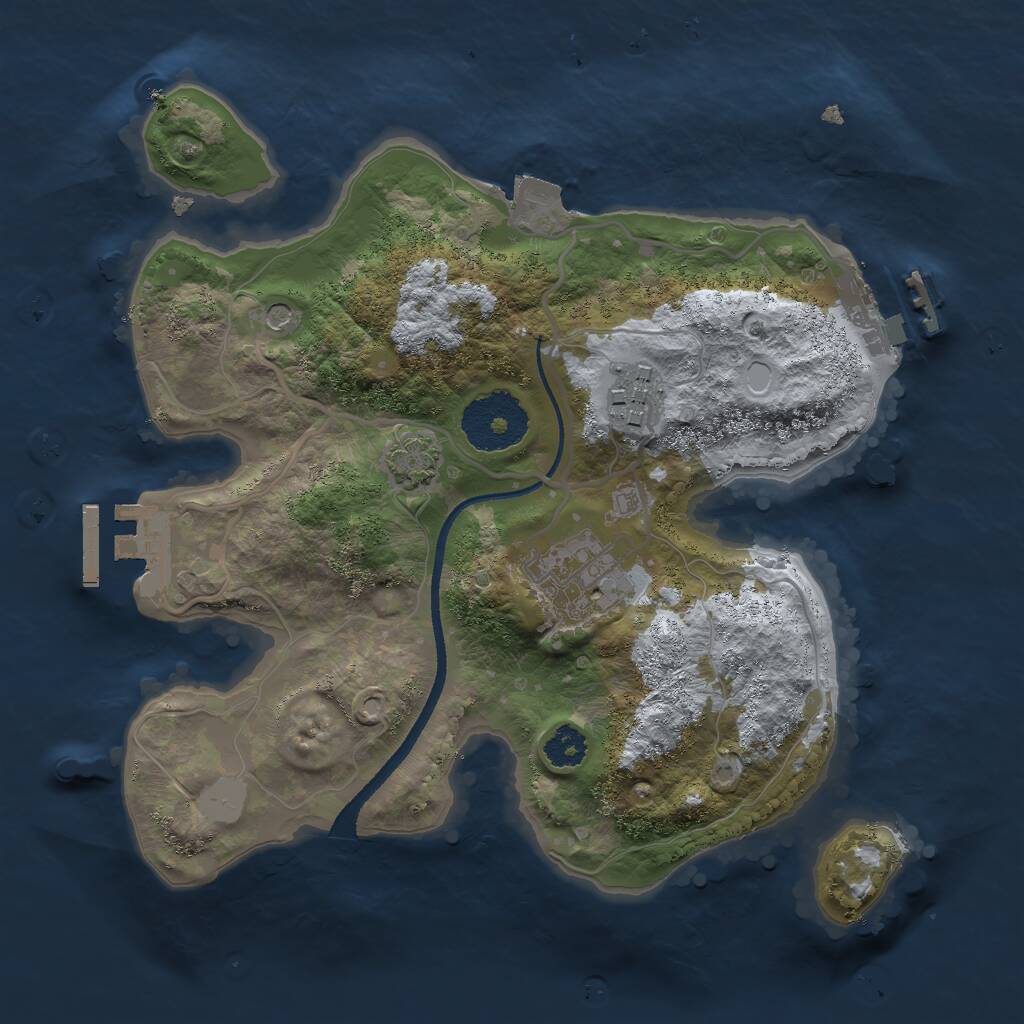 Rust Map: Procedural Map, Size: 2500, Seed: 51086, 7 Monuments