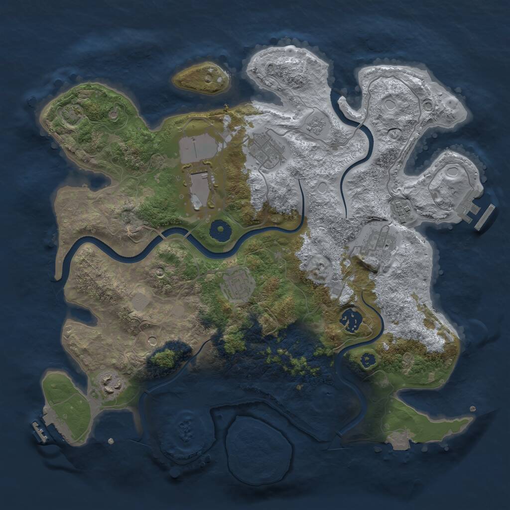 Rust Map: Procedural Map, Size: 3500, Seed: 1298965382, 13 Monuments
