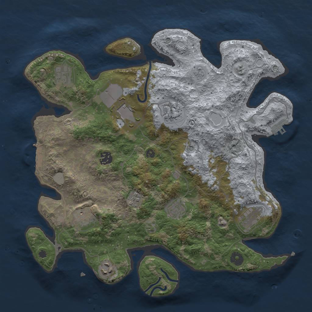 Rust Map: Procedural Map, Size: 3500, Seed: 1298965382, 18 Monuments