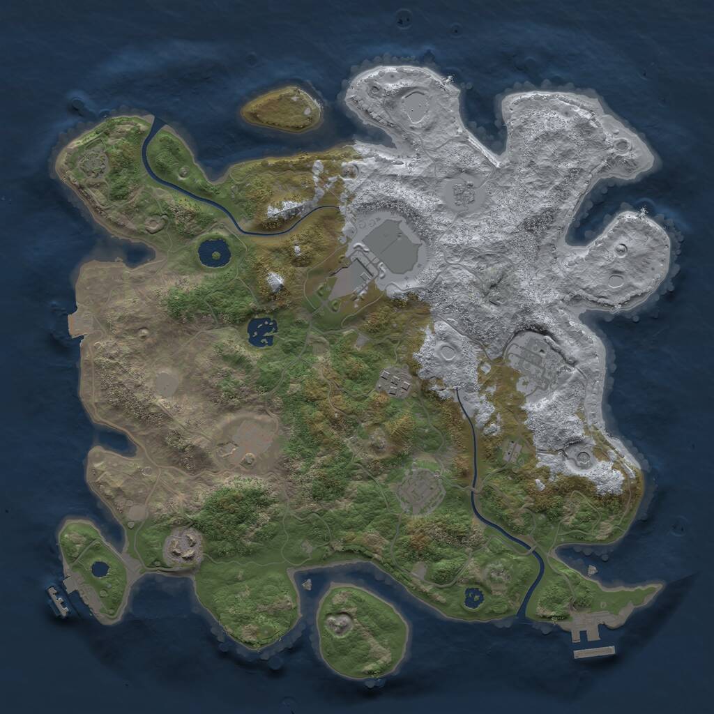 Rust Map: Procedural Map, Size: 3500, Seed: 1298965382, 13 Monuments