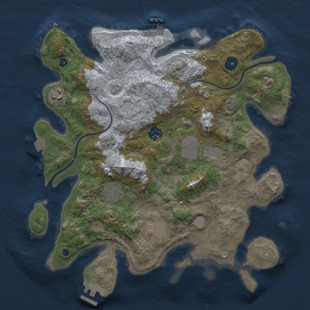 Rust Map: Procedural Map, Size: 3500, Seed: 30925348, 12 Monuments