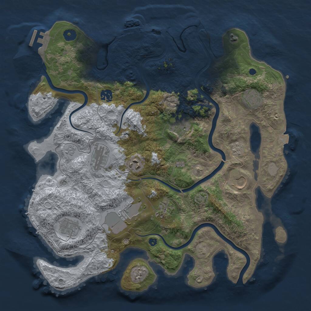 Rust Map: Procedural Map, Size: 3750, Seed: 1457485754, 16 Monuments