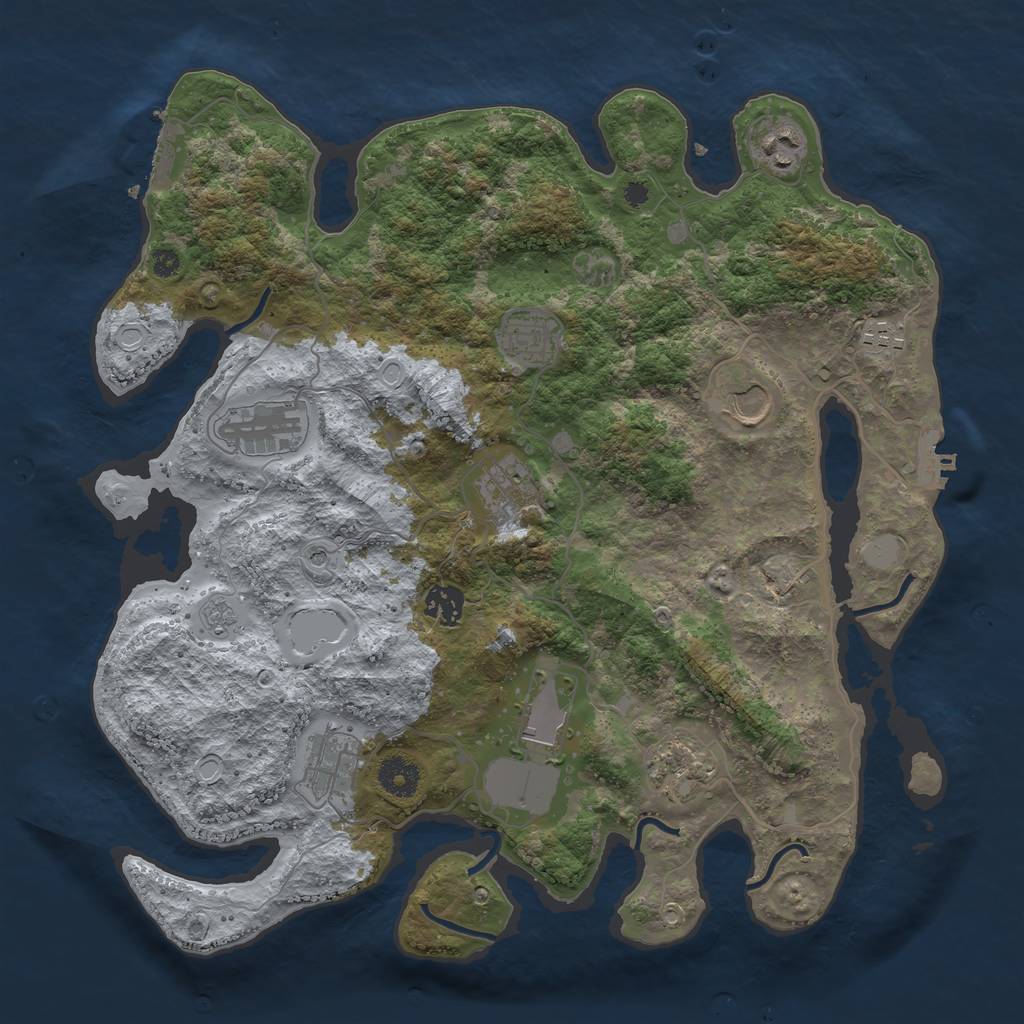 Rust Map: Procedural Map, Size: 3750, Seed: 1457485754, 17 Monuments