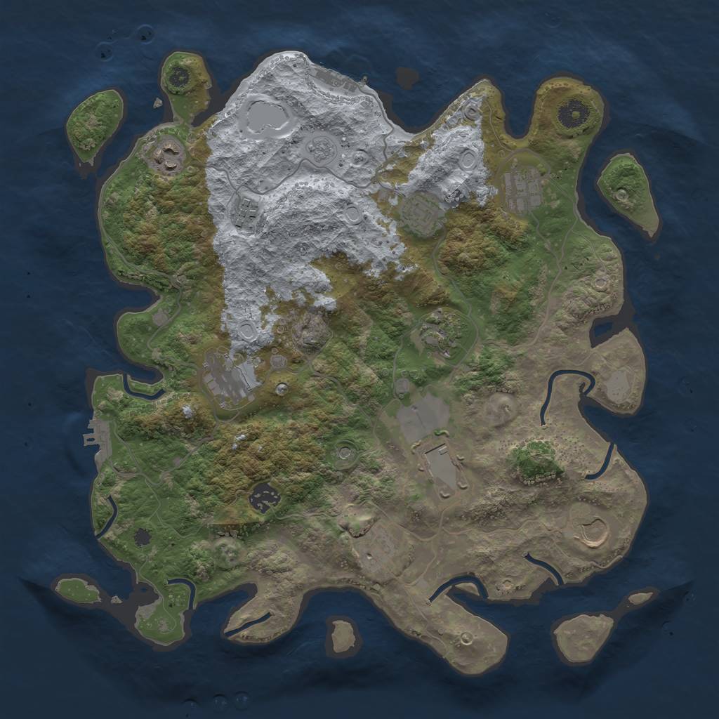 Rust Map: Procedural Map, Size: 3700, Seed: 1097030263, 19 Monuments