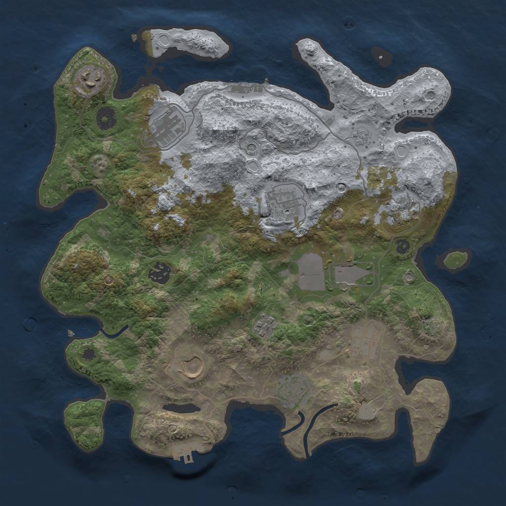 Rust Map: Procedural Map, Size: 3500, Seed: 2018626200, 18 Monuments