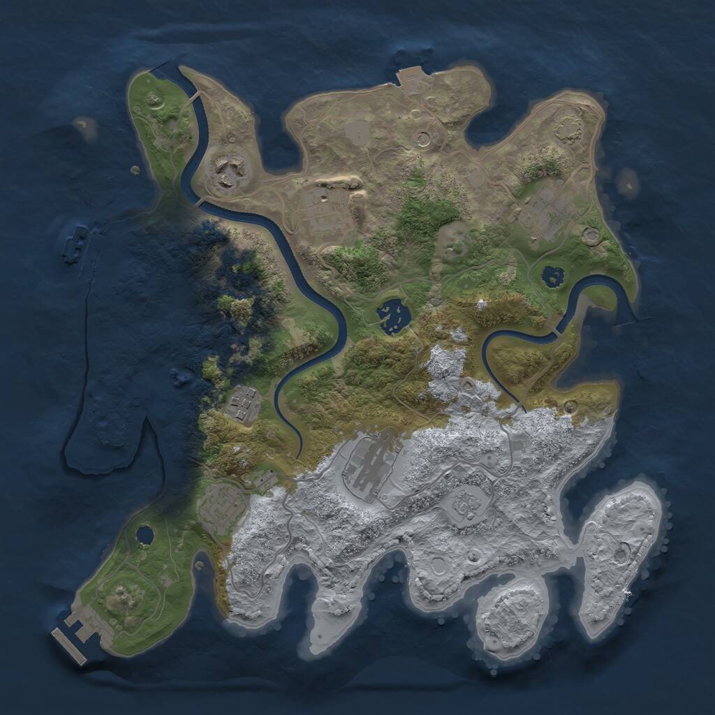 Rust Map: Procedural Map, Size: 3200, Seed: 364442, 13 Monuments