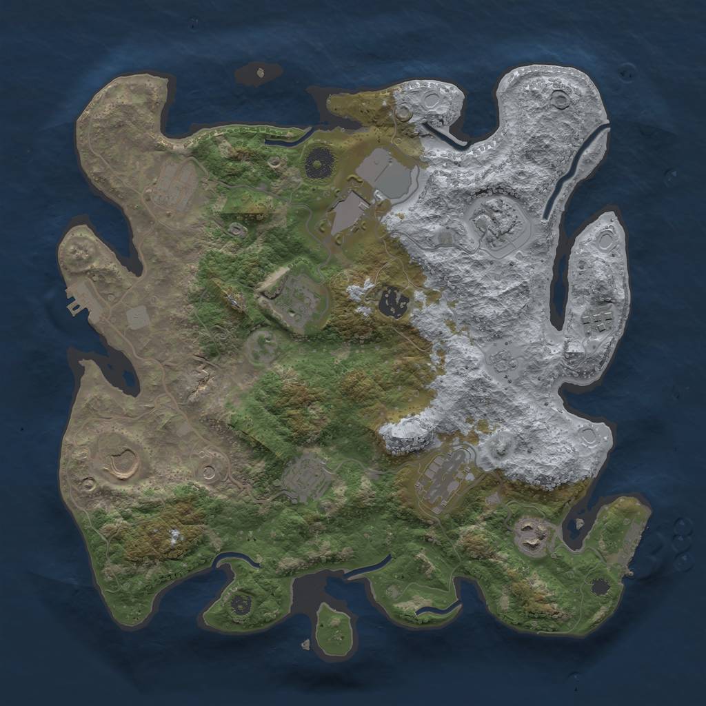 Rust Map: Procedural Map, Size: 3500, Seed: 869906602, 19 Monuments