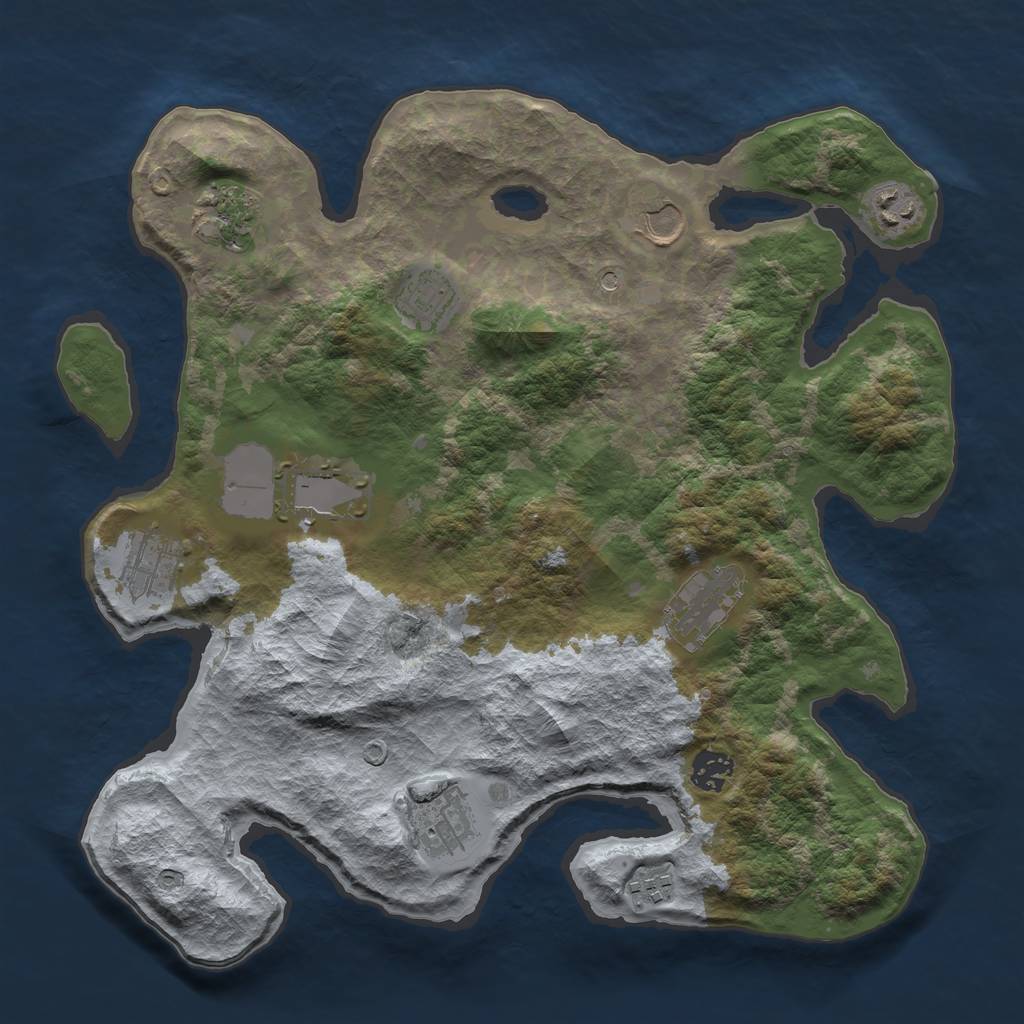Rust Map: Barren, Size: 3650, Seed: 2147483647, 13 Monuments